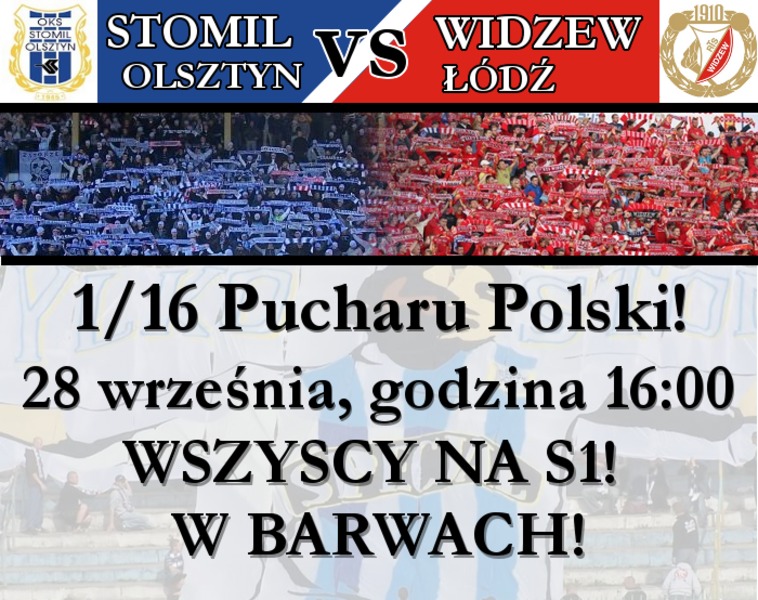 Plakat promujący mecz Stomil Olsztyn - Widzew Łódź, fot. kibice.stomil.olsztyn.pl