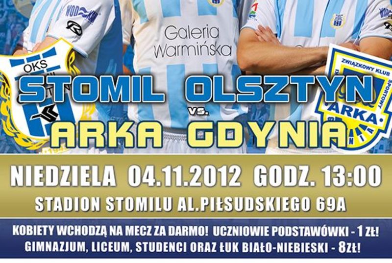 Plakat promujący mecz Stomil Olsztyn - Arka Gdynia, fot. stomilolsztyn.com