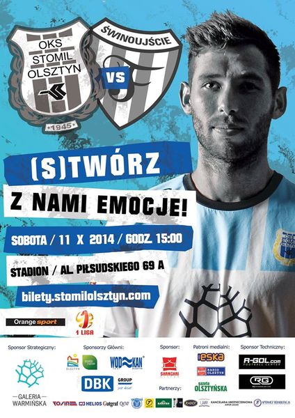 Plakat promujący mecz Stomil Olsztyn - 