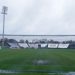 Zalane boisko Stomilu Olsztyn przed meczem z MKS-em Kluczbork