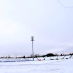 Stadion Stomilu Olsztyn w zimowej scenerii