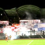 Oprawy ultras podczas meczu ŁKS Łomża - Stomil Olsztyn 0:1