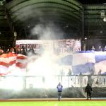 Oprawy ultras podczas meczu ŁKS Łomża - Stomil Olsztyn 0:1