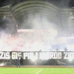 Oprawy ultras podczas meczu ŁKS Łomża - Stomil Olsztyn 0:1