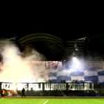 Oprawy ultras podczas meczu ŁKS Łomża - Stomil Olsztyn 0:1