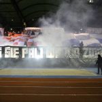 Oprawy ultras podczas meczu ŁKS Łomża - Stomil Olsztyn 0:1