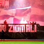 Oprawy ultras podczas meczu ŁKS Łomża - Stomil Olsztyn 0:1