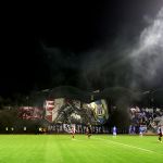 Oprawy ultras podczas meczu ŁKS Łomża - Stomil Olsztyn 0:1