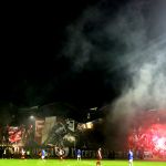 Oprawy ultras podczas meczu ŁKS Łomża - Stomil Olsztyn 0:1