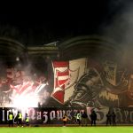 Oprawy ultras podczas meczu ŁKS Łomża - Stomil Olsztyn 0:1