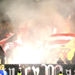 Oprawy ultras podczas meczu ŁKS Łomża - Stomil Olsztyn 0:1