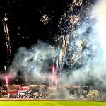 Oprawy ultras podczas meczu ŁKS Łomża - Stomil Olsztyn 0:1