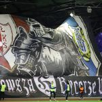 Oprawy ultras podczas meczu ŁKS Łomża - Stomil Olsztyn 0:1