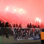 Oprawy ultras podczas meczu ŁKS Łomża - Stomil Olsztyn 0:1