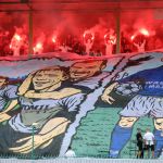 Oprawy ultras w meczu Stomil Olsztyn - ŁKS Łomża 0:4
