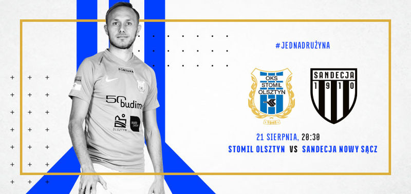 Grafika promująca mecz Stomil Olsztyn - Sandecja Nowy Sącz, fot. stomilolsztyn.com
