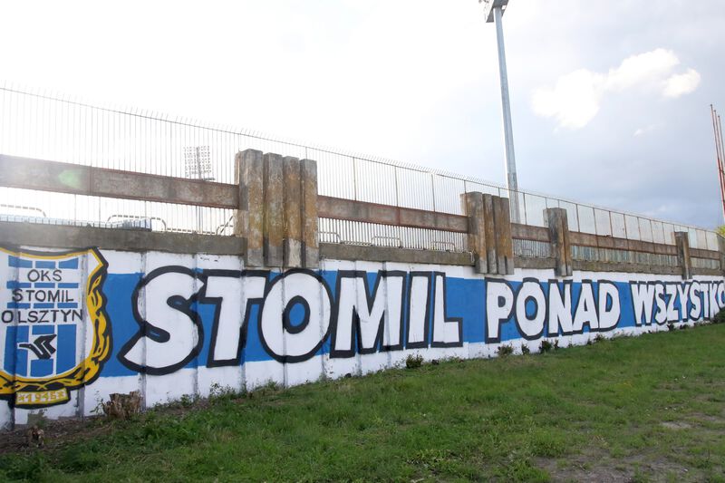 Graffiti Stomilu Olsztyn na stadionie. Fot. Emil Marecki