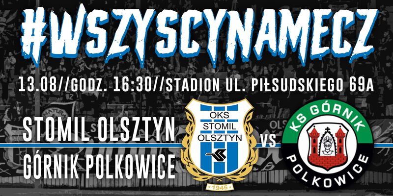 Grafika promująca mecz Stomilu z Górnikiem Polkowice. Fot. kibice.stomil.olsztyn.pl