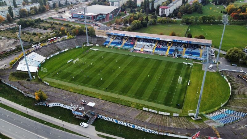 Stadion Stomilu Olsztyn przy Al. Piłsudskiego 69a. Fot. Paweł Piekutowski