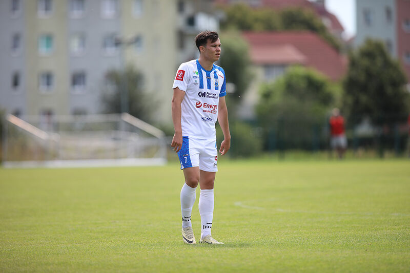 Kacper Skonieczny w meczu z Polonią Lidzbark Warmiński 1:2 / fot. Łukasz Kozłowski