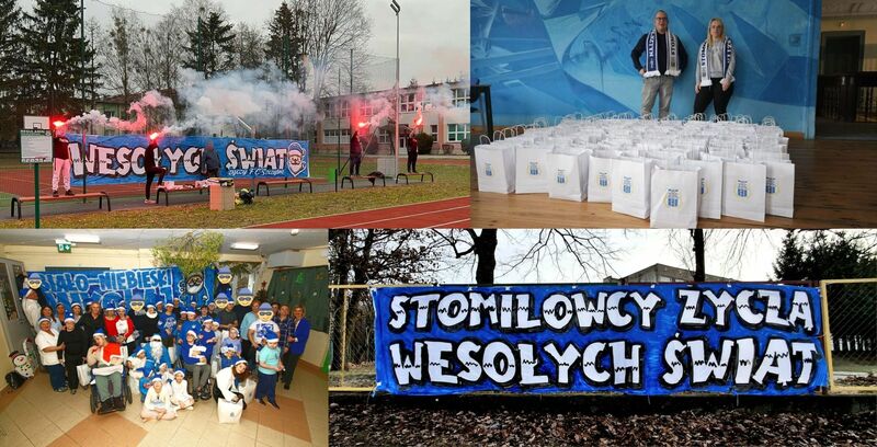 Fani Stomilu Olsztyn w grudniu 2024 roku wcielili się w Świętego Mikołaja. Fot. stomil.olsztyn.pl