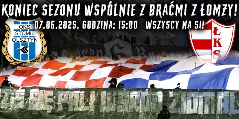 Grafika promująca mecz Stomil Olsztyn - ŁKS Łomża. Fot. kibice.stomil.olsztyn.pl