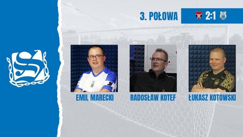 Grafika promująca 3. połowę po meczu Start Nidzica - Stomil Olsztyn 2:1. Rys. Paweł Piekutowski