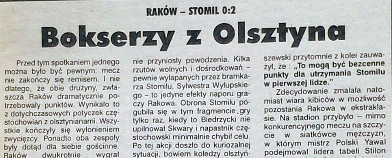"Retro Stomil": Stomil wygrał 2:0 w Częstochowie