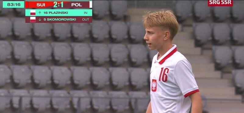 U-15: Wojciech Płaziński zagrał przeciwko Szwajcarii