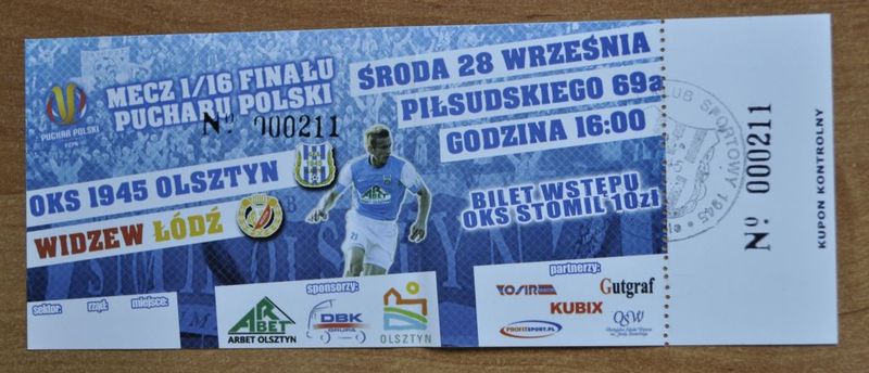 Bilet na mecz Stomil Olsztyn - Widzew Łódź, fot. Emil Marecki