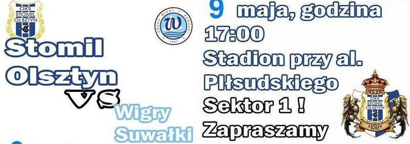Plakat promujący mecz Stomil Olsztyn - Wigry Suwałki, fot. kibice.stomil.olsztyn.pl