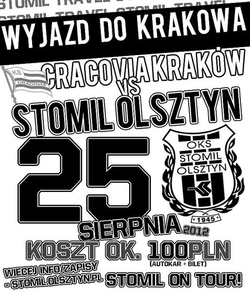 Plakat promujący wyjazd do Krakowa, fot. kibice.stomil.olsztyn.pl