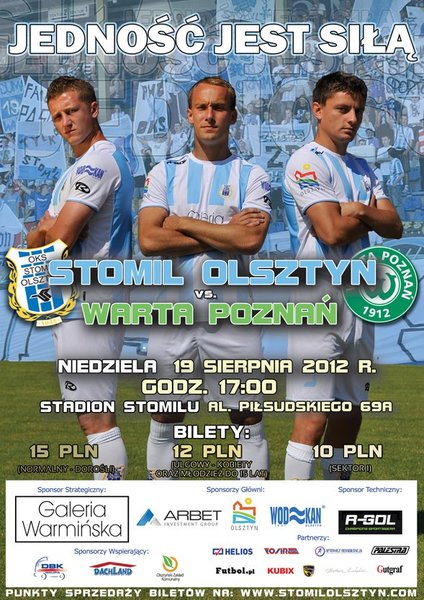Plakat promujący mecz Stomil Olsztyn - Warta Poznań, fot. stomilolsztyn.com