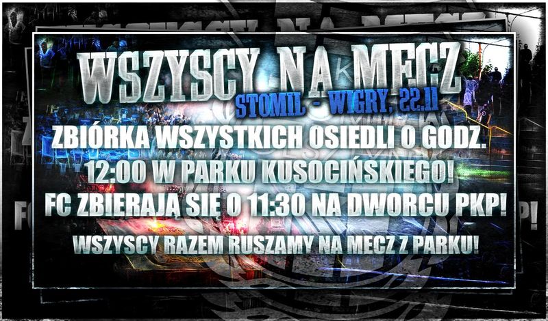 Plakat promujący mecz Stomil Olsztyn -Wigry Suwałki, fot. kibice.stomil.olsztyn.pl