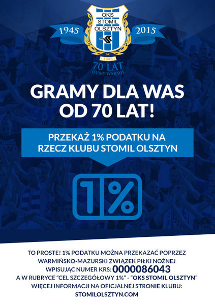 Przekaż 1% podatku na Stomil Olsztyn!