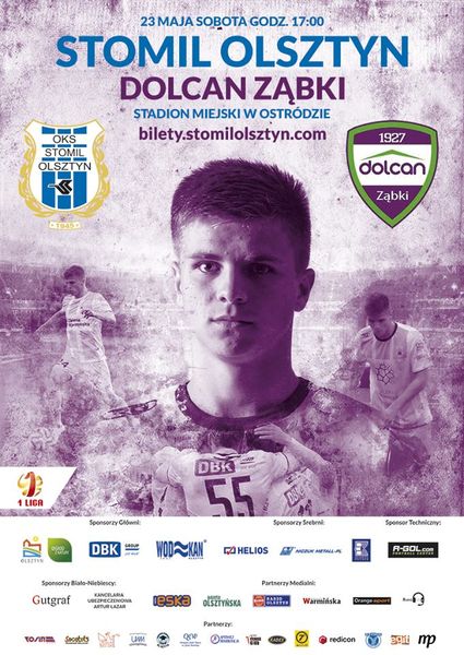 Plakat promujący mecz Stomil Olsztyn - Dolcan Ząbki, fot. stomilolsztyn.com