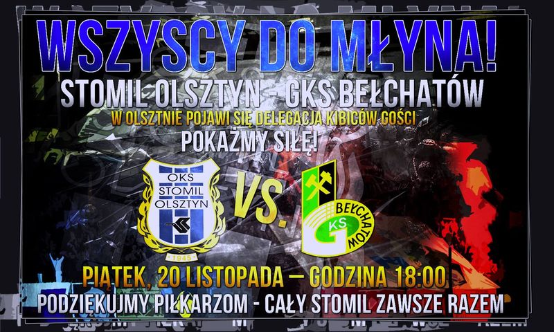 Grafika promująca mecz Stomil Olsztyn - GKS Bełchatów, fot. stomilolsztyn.com